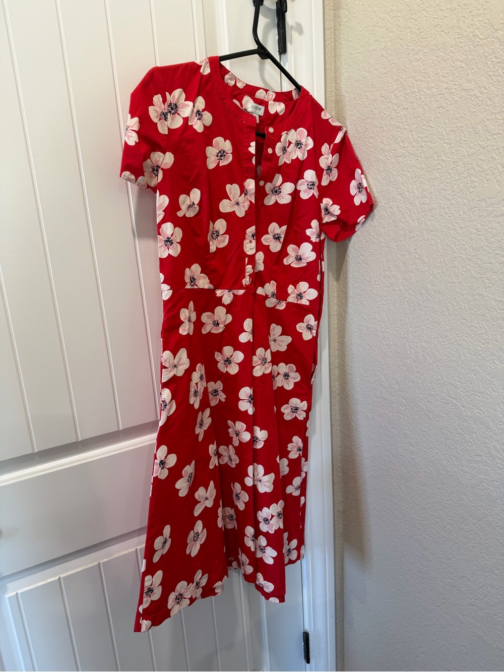 J. Crew Red Floral Midi Dress